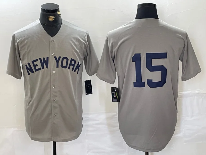 Authentic NBA team jerseys -New York Yankees #15 Thurman Munson Grey Stitched Cool Base Baseball Jersey