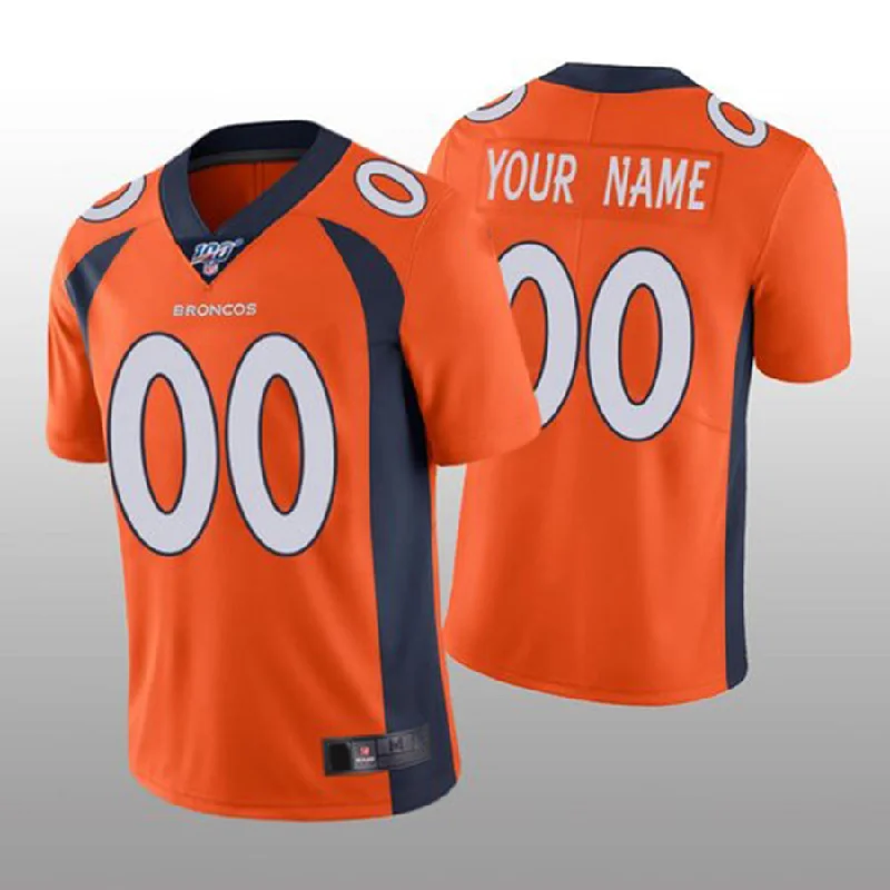 NBA jerseys with bold graphics -Custom D.Broncos Orange Vapor Limited 100th Season Jersey Stitched Jersey American Football Jerseys