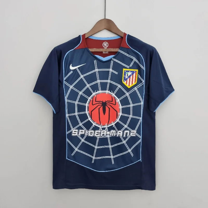 NBA jerseys with team logos -ATLETICO MADRID AWAY RETRO SPIDERMAN JERSEY 2004/05