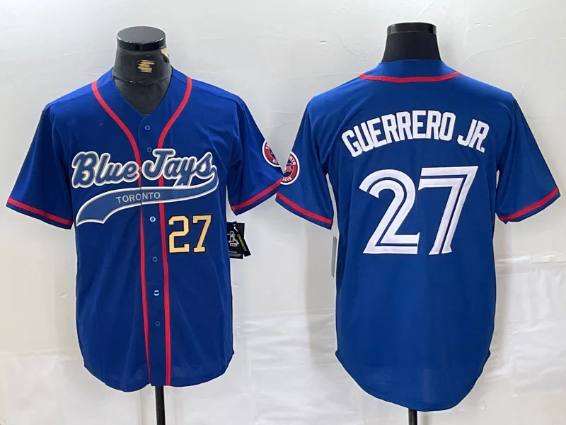 Official NBA jerseys with durable stitching -Toronto Blue Jays #27 Vladimir Guerrero Jr Blue Cool Base Stitched Baseball Jersey