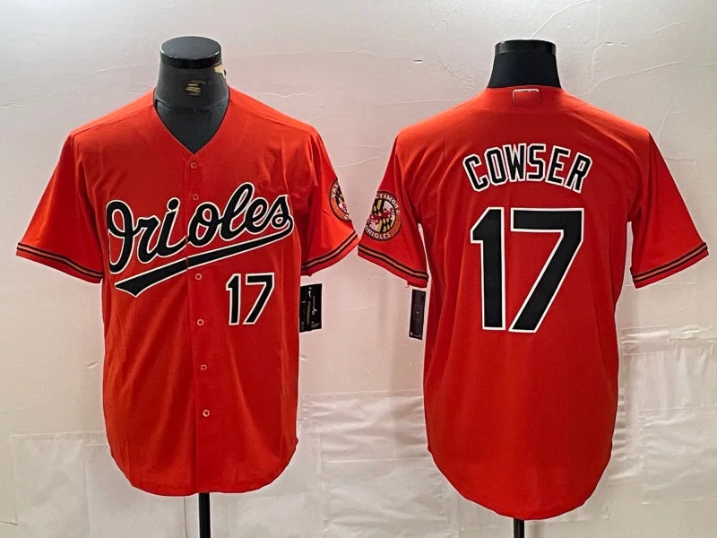 Best NBA jerseys for collectors -Baltimore Orioles #17 Colton Cowser Number Orange Cool Base Stitched Baseball Jersey