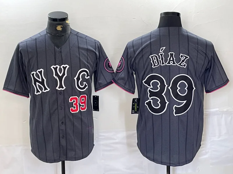 Authentic NBA team jerseys -New York Mets #39 Edwin Diaz Gray 2024 City Connect Cool Base Baseball Jersey