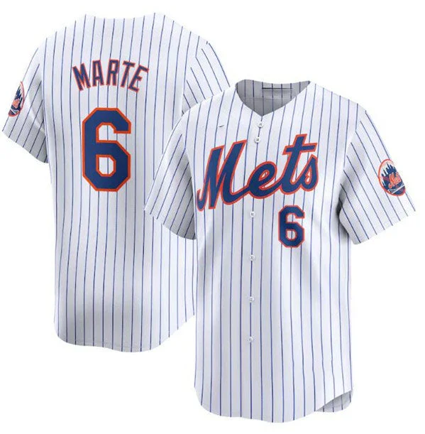 NBA jerseys with large team logos -New York Mets #6 Starling Marte White 2024 Home Limited Stitched Baseball Jersey