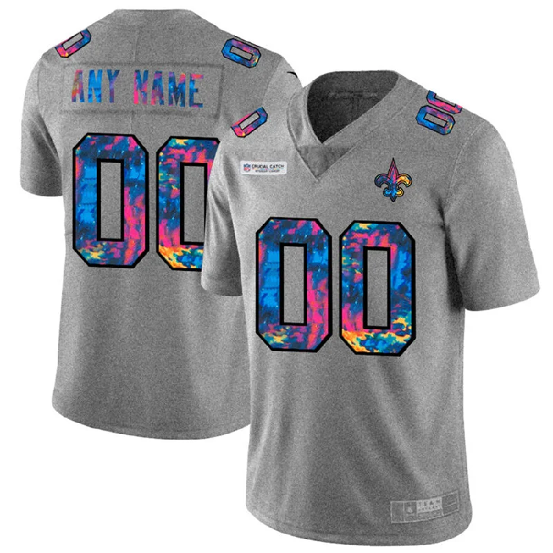 NBA jerseys for sale -Custom NO.Saints Multi-Color 2020 Crucial Catch Vapor Untouchable Limited Jersey Greyheather American Stitched Jersey Football Jerseys