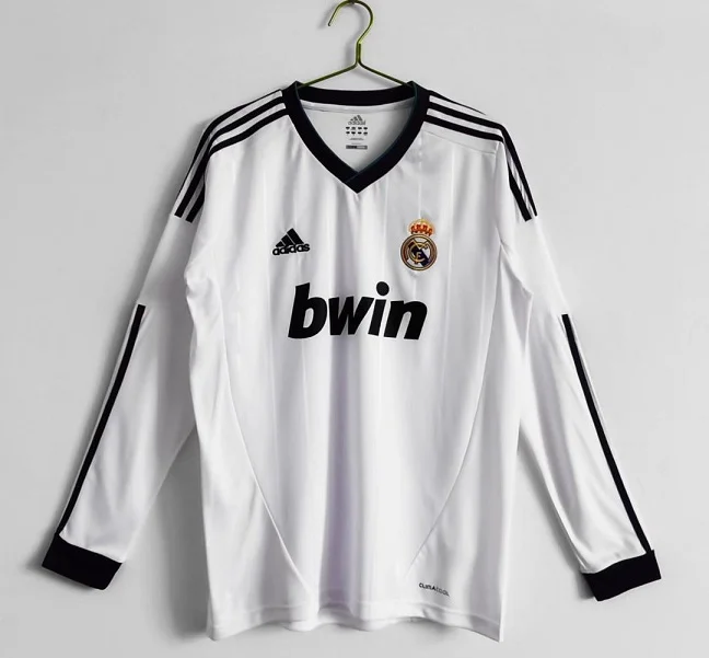 NBA jerseys with official NBA logo -REAL MADRID HOME RETRO LONG SLEEVE JERSEY 2012/13