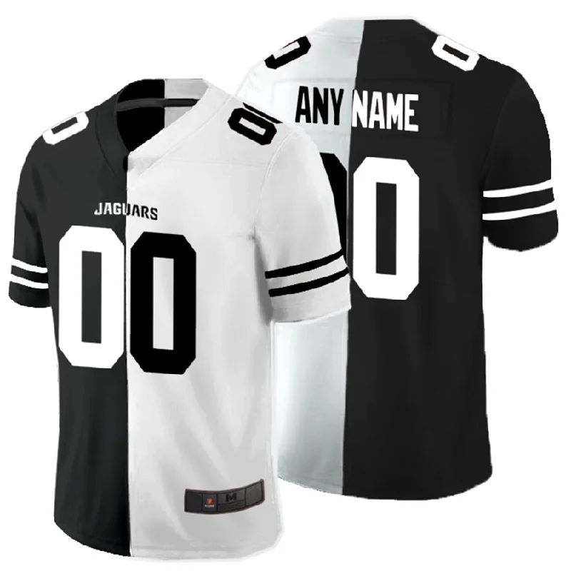 Official NBA jerseys with durable stitching -Custom J.Jaguars  Black And White Split Vapor Untouchable Limited Jersey Stitched American Football Jerseys