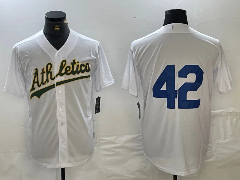 NBA jerseys for kids -Oakland Athletics #42 Jackie Robinson White Cool Base Stitched Baseball Jersey