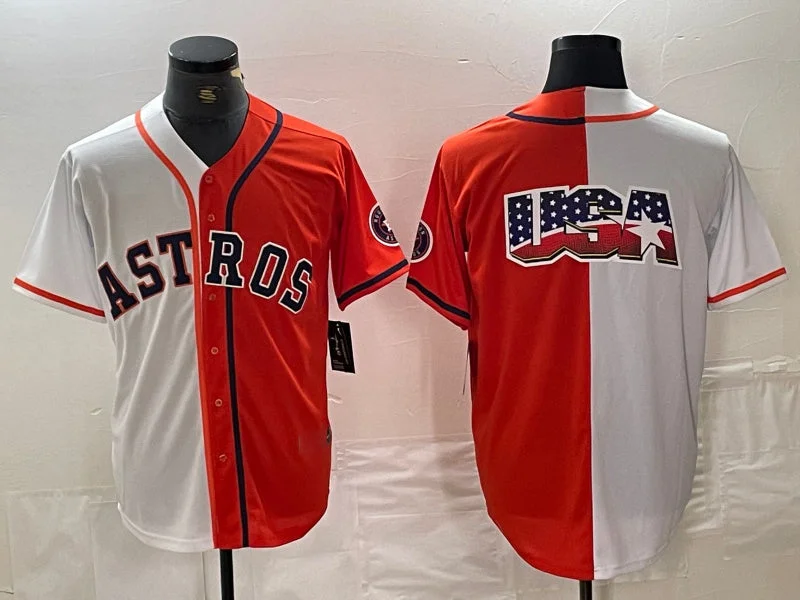 NBA jerseys with unique prints -Houston Astros Blank Orange White Split Stitched Baseball Jersey