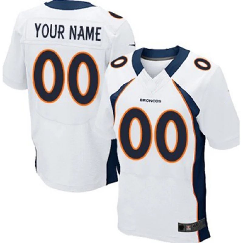 Authentic NBA jerseys with player patches -Custom D.Broncos White Elite Jersey Stitched Jersey American Football Jerseys