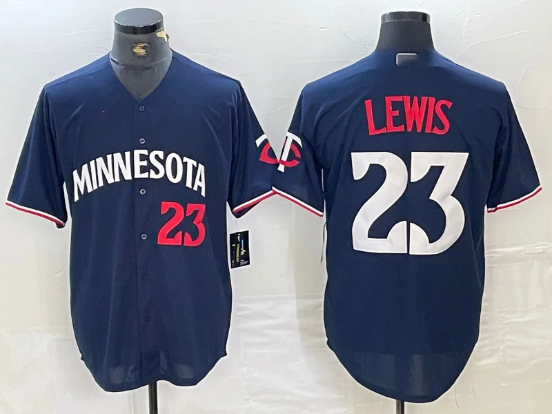 Authentic NBA team jerseys -Minnesota Twins #23 Royce Lewis Number 2023 Navy Blue Cool Base Stitched Baseball Jersey