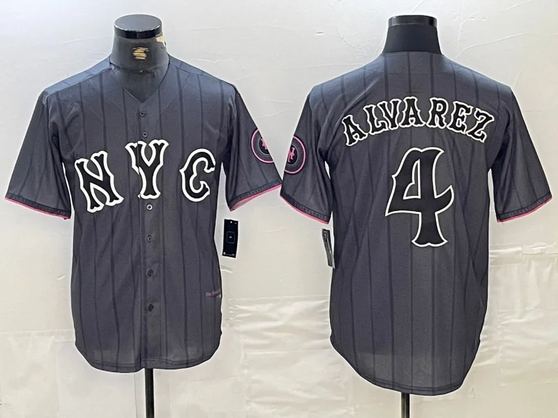 Official NBA jerseys for sale -New York Mets #4 Francisco Alvarez Gray 2024 City Connect Cool Base Stitched Baseball Jersey