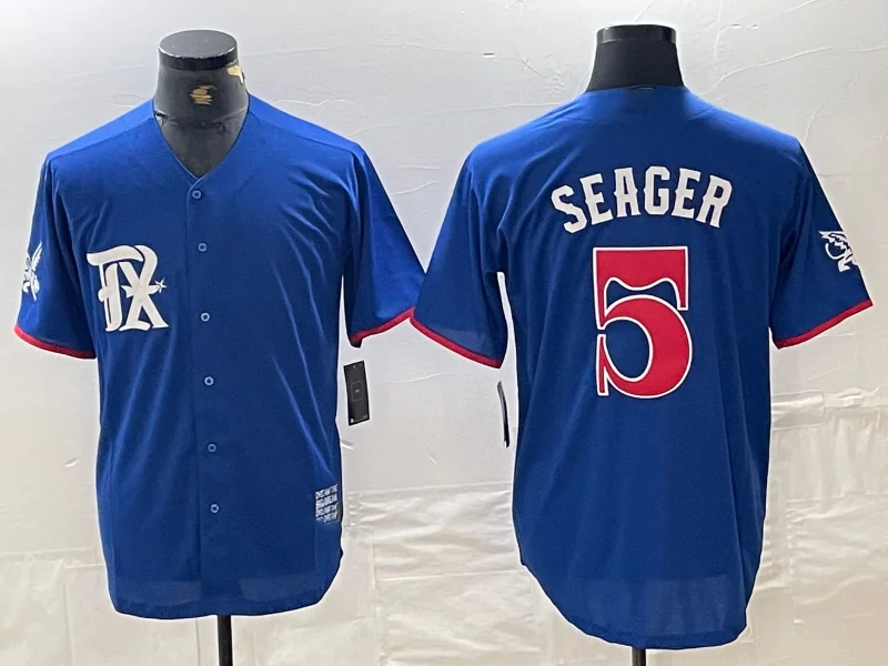 NBA jerseys with official NBA logo -Texas Rangers #5 Corey Seager Royal Blue 2023 City Connect Stitched Baseball Jersey）