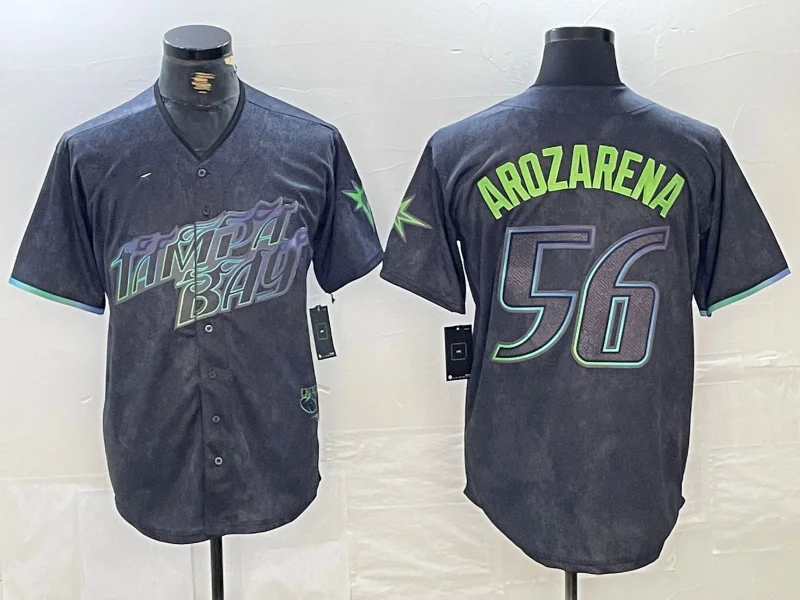 NBA All-Star game jerseys -Tampa Bay Rays #56 Randy Arozarena Charcoal 2024 City Connect Limited Stitched Baseball Jerseys