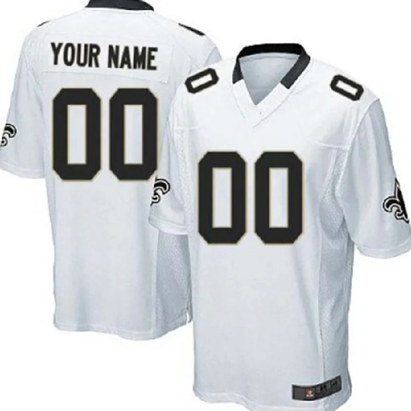 NBA jerseys with official NBA logo -Custom NO.Saints White Limited Jersey American Stitched Jersey Football Jerseys