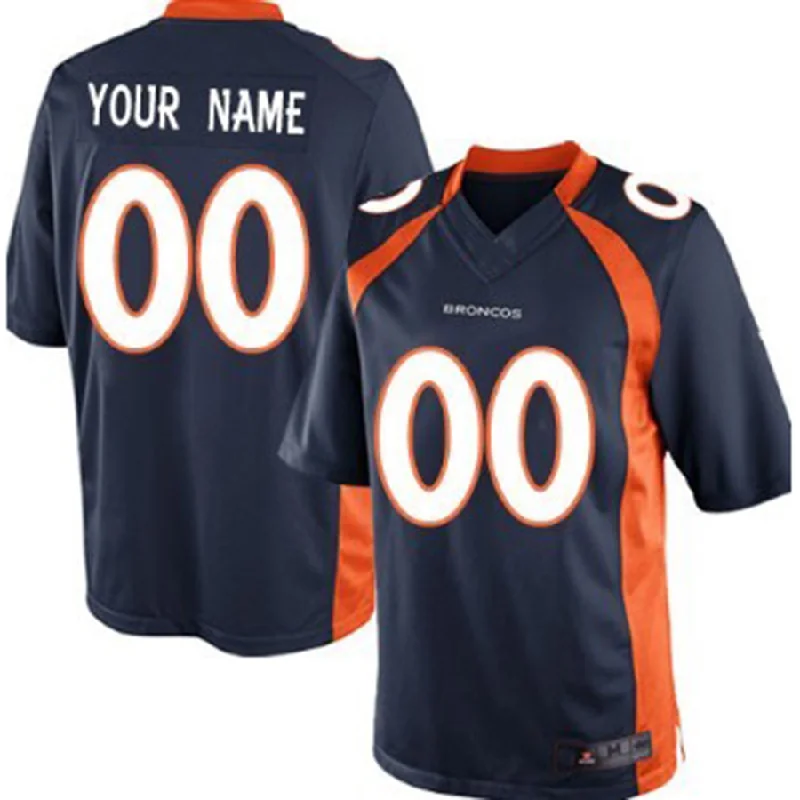 Personalized NBA jerseys for fans -Custom D.Broncos Blue Limited Jersey Stitched Jersey American Football Jerseys