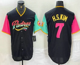 NBA team jerseys with vibrant colors -San Diego Padres #7 Ha Seong Kim Black NEW 2023 City Connect Cool Base Stitched Baseball Jersey