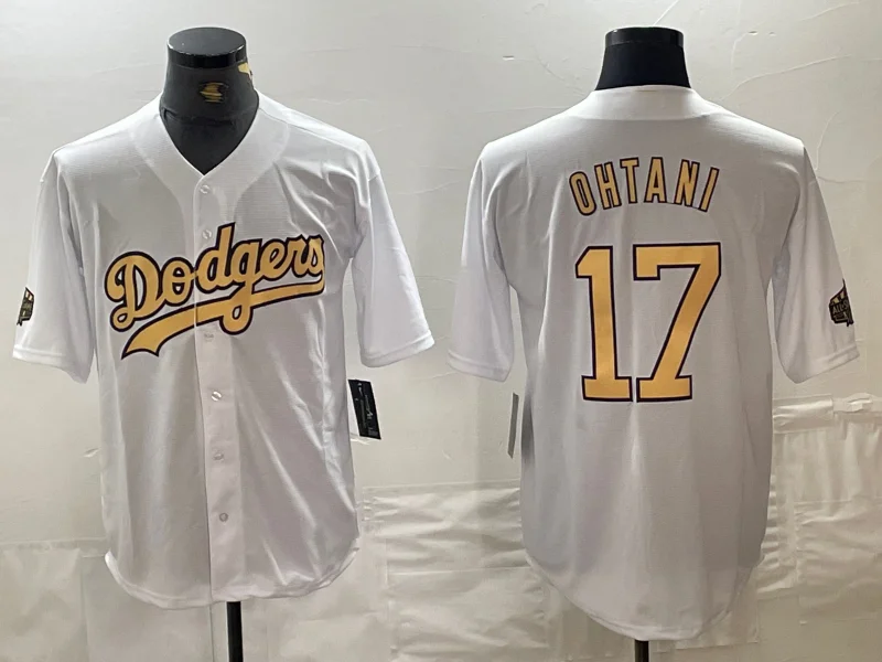 Custom NBA jerseys for sale -Los Angeles Dodgers #17 Shohei Ohtani White 2022 All Star Stitched Flex Base Baseball Jerseys