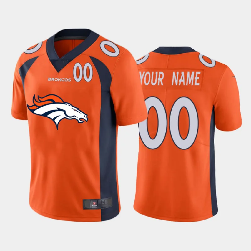 Authentic NBA team jerseys -Custom D.Broncos  Orange Team Big Logo Number Vapor Untouchable Limited Jersey Stitched Jersey American Football Jerseys