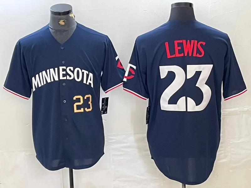 NBA jerseys for basketball enthusiasts -Minnesota Twins #23 Royce Lewis Number 2023 Navy Blue Cool Base Stitched Baseball Jersey