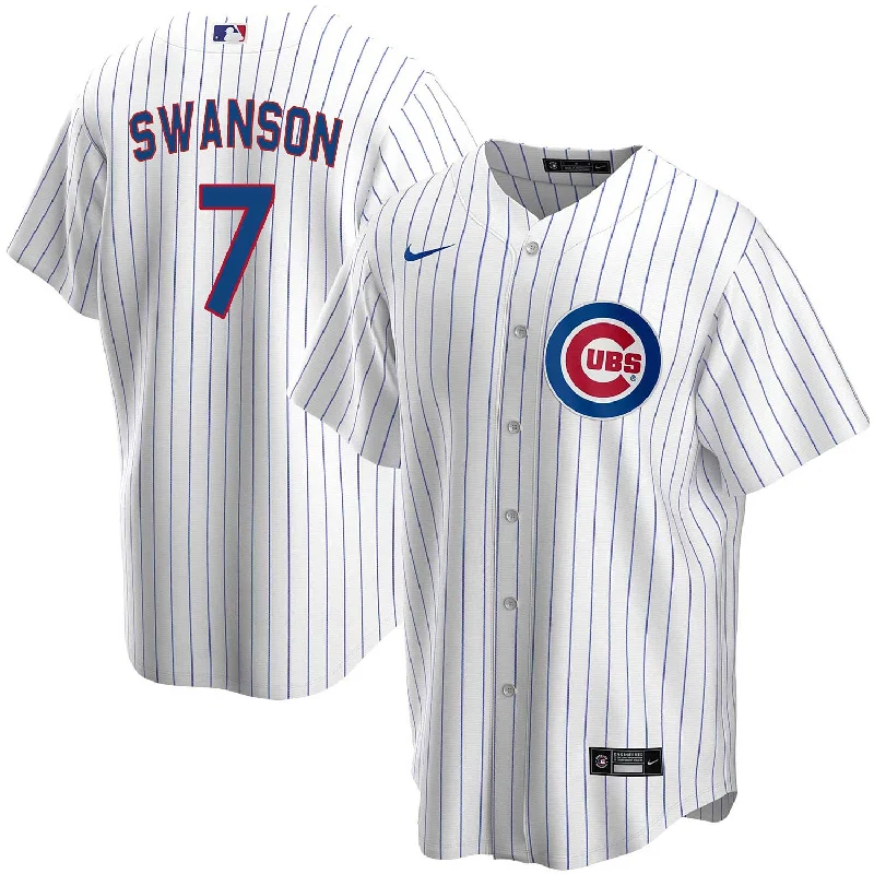 NFC game day jersey for fans -Chicago Cubs Dansby Swanson Nike Home Replica Jersey With Authentic Lettering