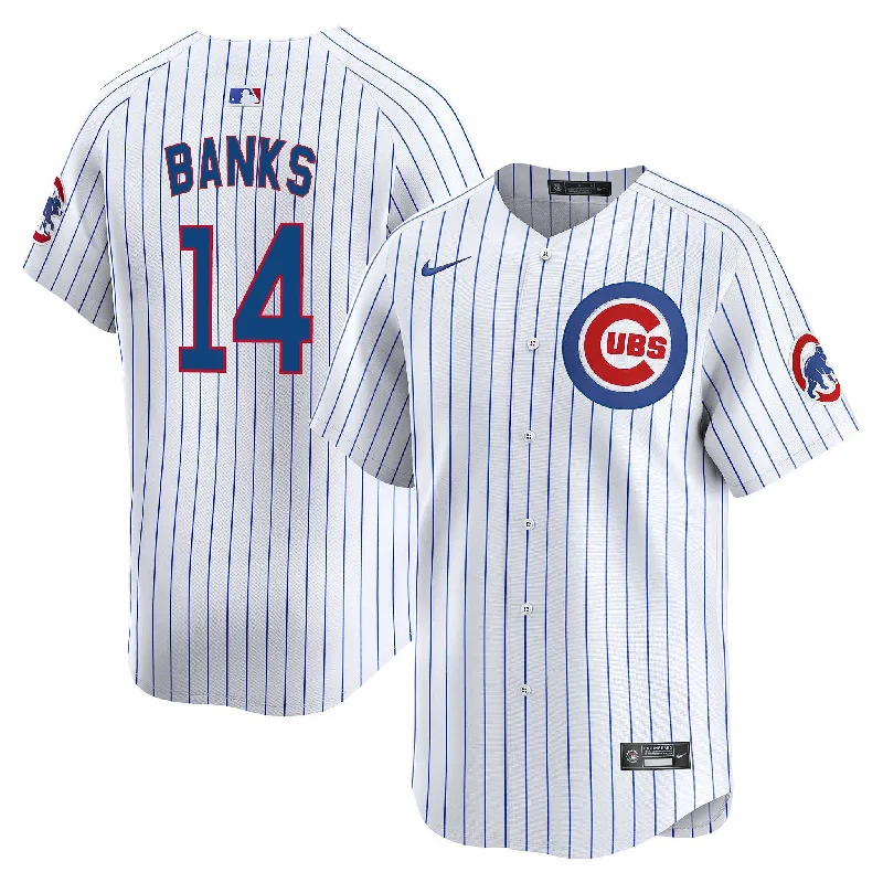 NFC game day jersey for fans -Chicago Cubs Ernie Banks Nike Home Vapor Limited Jersey W/ Authentic Lettering