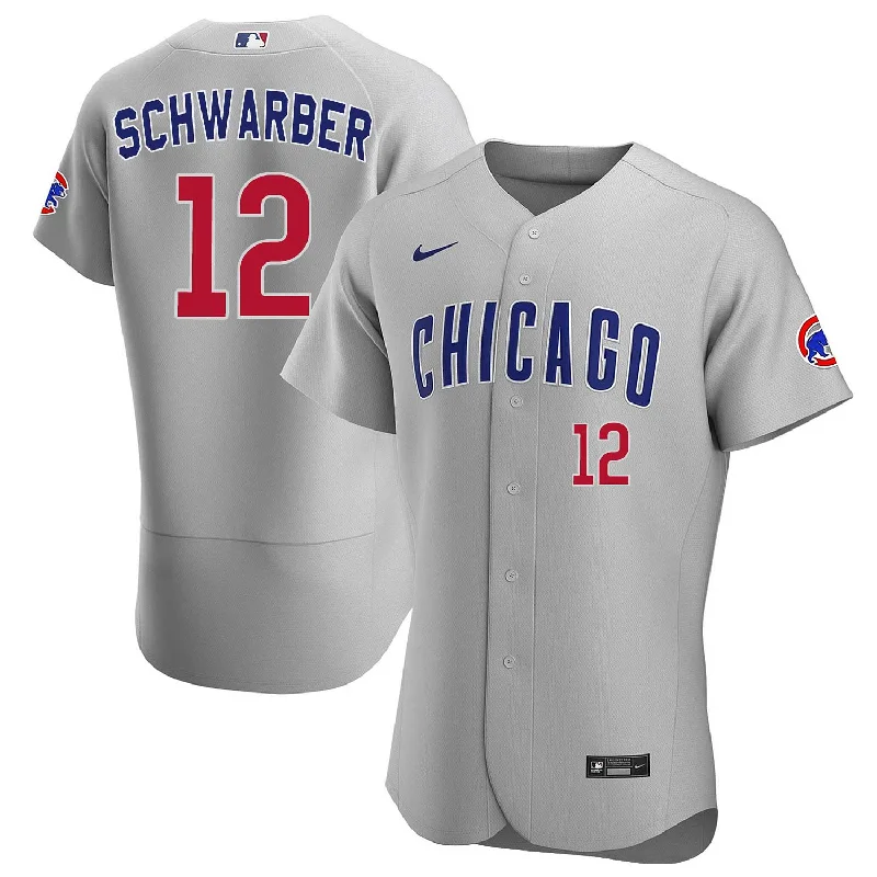 Personalized NFC jerseys for football fans -Chicago Cubs Kyle Schwarber Nike Road Authentic Jersey