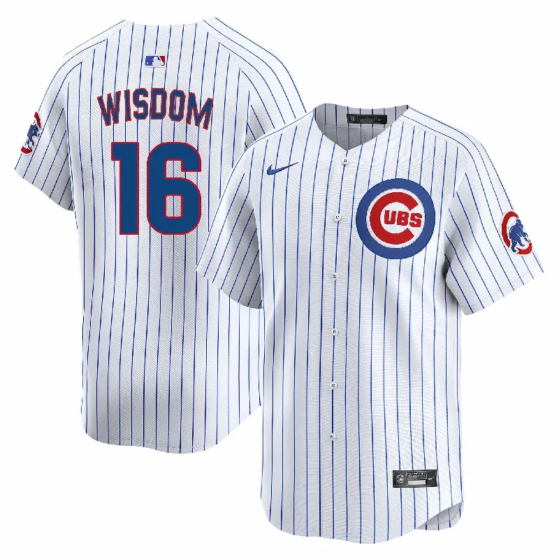 NFC jerseys with official logo -Chicago Cubs Patrick Wisdom Nike Home Vapor Limited Jersey W/ Authentic Lettering