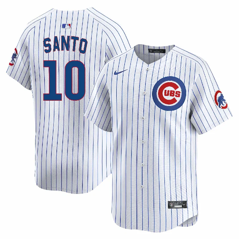 NFC team jerseys with team slogans -Chicago Cubs Ron Santo Nike Home Limited Replica Jersey W/ Authentic Lettering