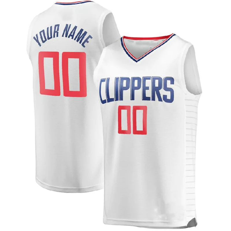 Authentic NFC jerseys with player signature -Custom LA.Clippers Fanatics Branded Fast Break Replica Jersey White Association Edition Stitched Basketball Jersey