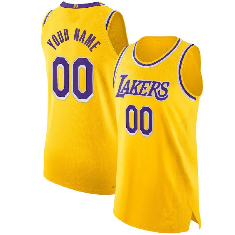 Affordable NFC team jerseys -Custom LA.Lakers 2021-22 Diamond Swingman Authentic Jersey Gold Icon Edition Stitched Basketball Jersey