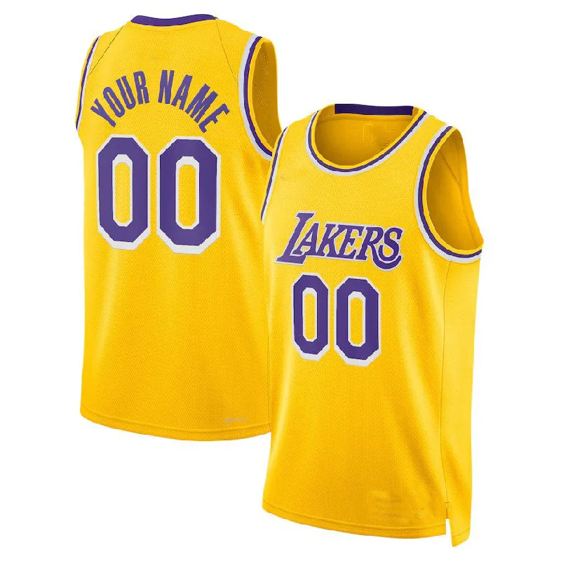 Buy NFC replica jerseys -Custom LA.Lakers 2021-22 Diamond Swingman Jersey Gold Icon Edition Stitched Basketball Jersey