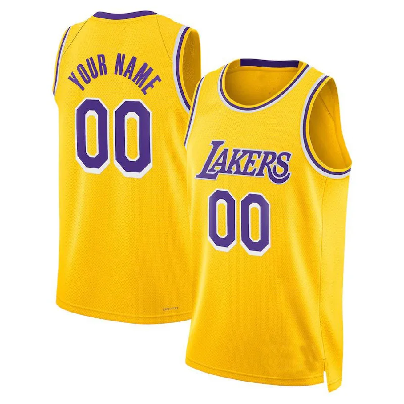 NFC jerseys with modern design -Custom LA.Lakers Unisex 2022-23 Swingman Jersey Gold Icon Edition Stitched Basketball Jersey