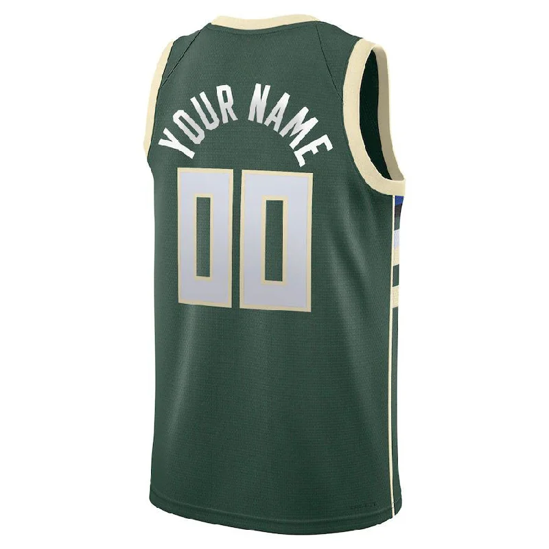 Limited edition NFC jerseys for fans -Custom M.Bucks 2021-22 Diamond Swingman Icon Edition Hunter Green Stitched Basketball Jersey