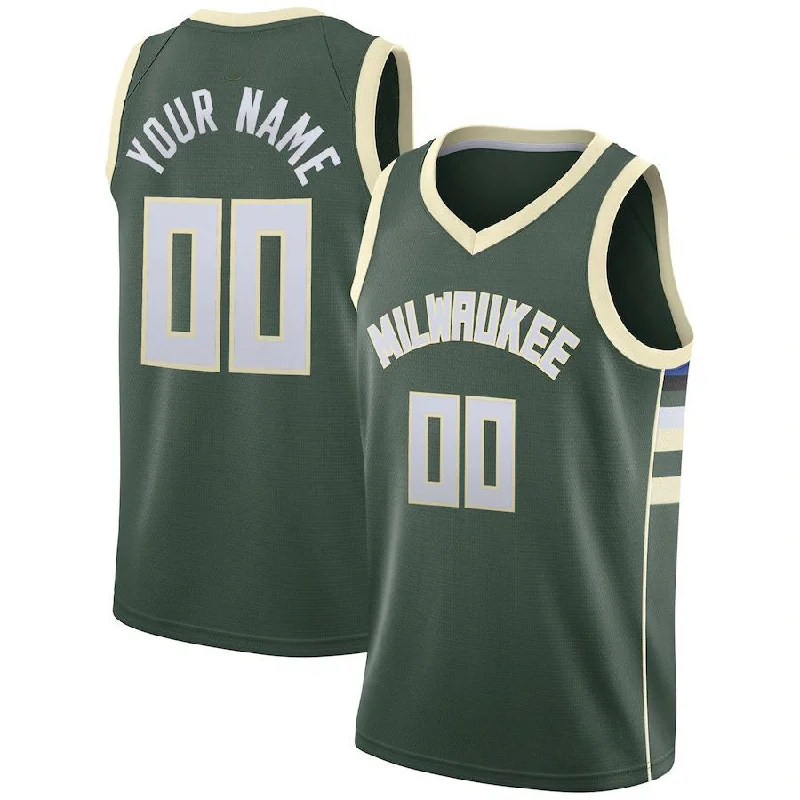 Personalized NFC jerseys for football fans -Custom M.Bucks Swingman Jersey Hunter Green Icon Edition Stitched Basketball Jersey