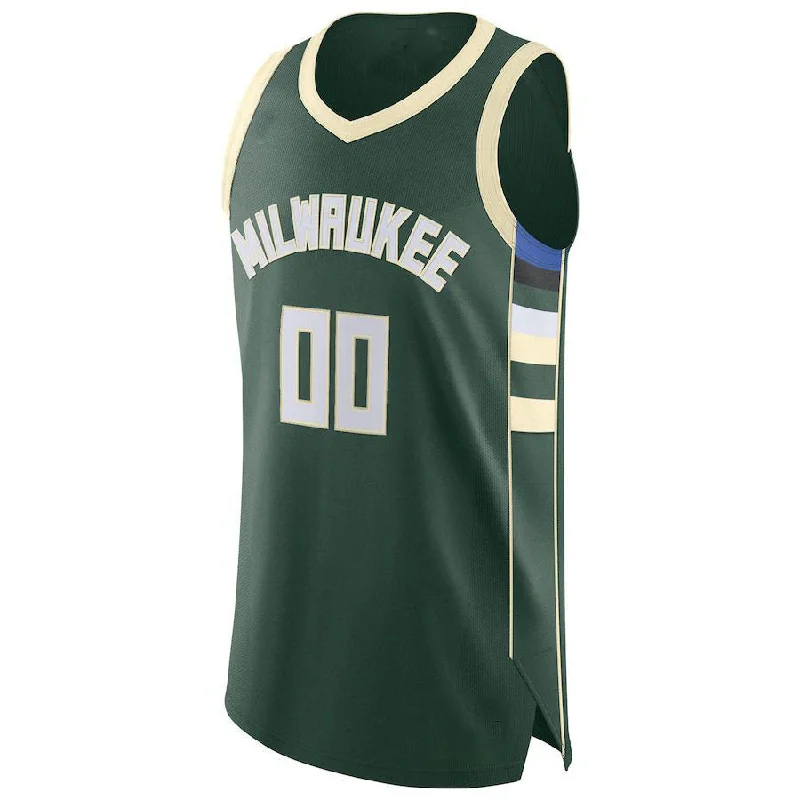 Authentic NFC jerseys with player signature -Custom M.Bucks Authentic  Jersey Hunter Green Icon Edition Stitched Basketball Jersey