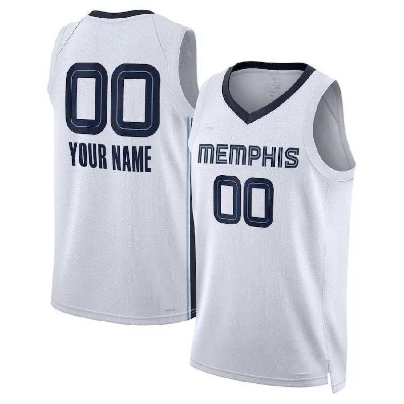 NFC jersey designs for casual wear -Custom M.Grizzlies Unisex 2022-23 Swingman Jersey White Association Edition Stitched Basketball Jersey