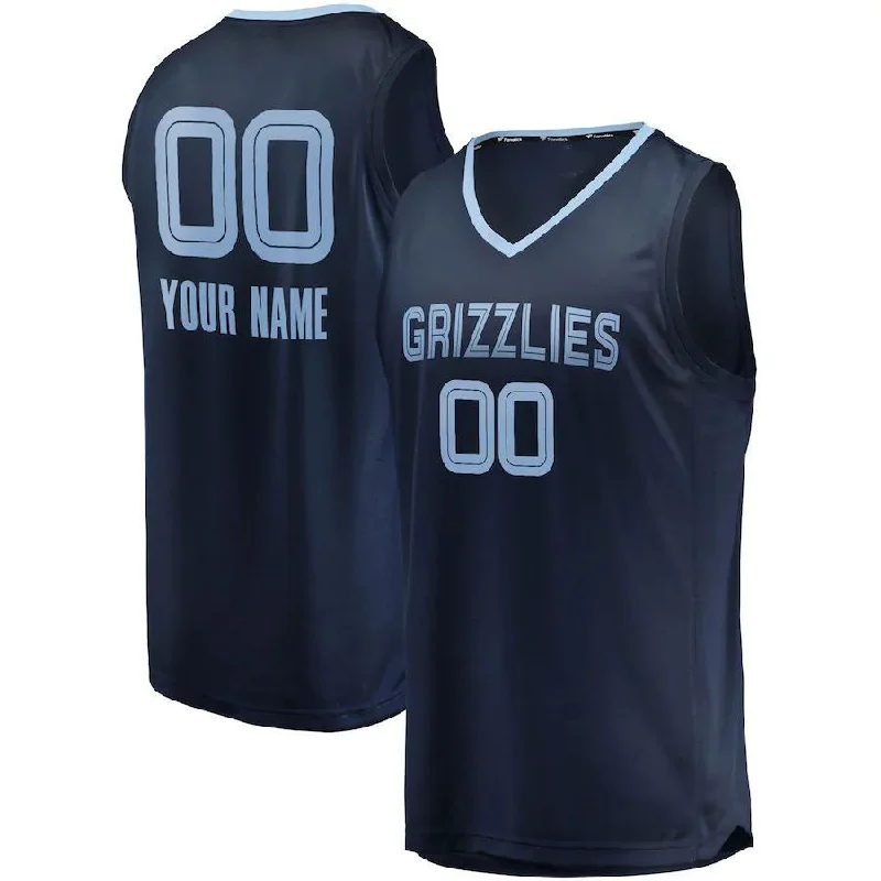 Custom NFC football jerseys online -Custom M.Grizzlies  Fanatics Branded 2018-19 Fast Break Replica Jersey Navy  Icon Edition Stitched Basketball Jersey