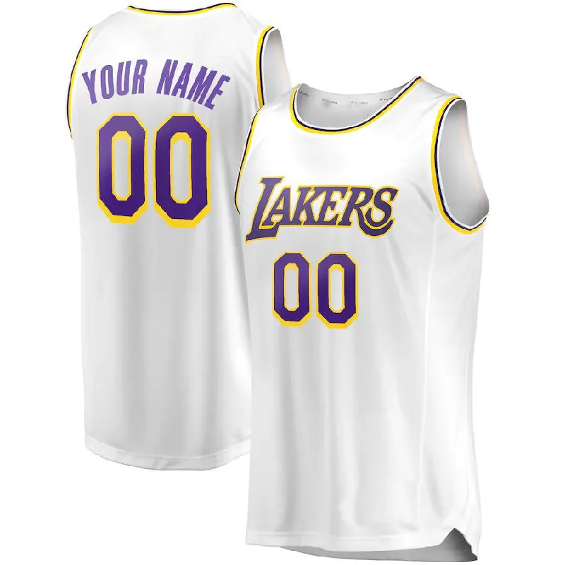 Premium NFC football jerseys -Custom LA.Lakers Fanatics Branded 2018-19 Fast Break Replica Jersey White Association Edition Stitched Basketball Jersey