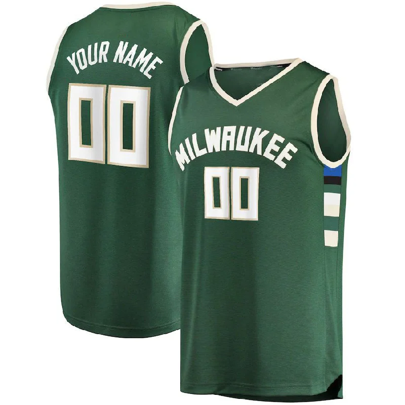 NFC football shirt collection -Custom M.Bucks Fanatics Branded  Fast Break Replica Jersey Hunter Green Icon Edition Stitched Basketball Jersey