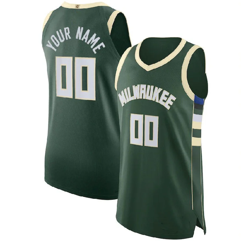 Buy NFC football jerseys online -Custom M.Bucks 2021-22 Diamond Swingman Authentic Jersey Icon Edition Hunter Green Stitched Basketball Jersey