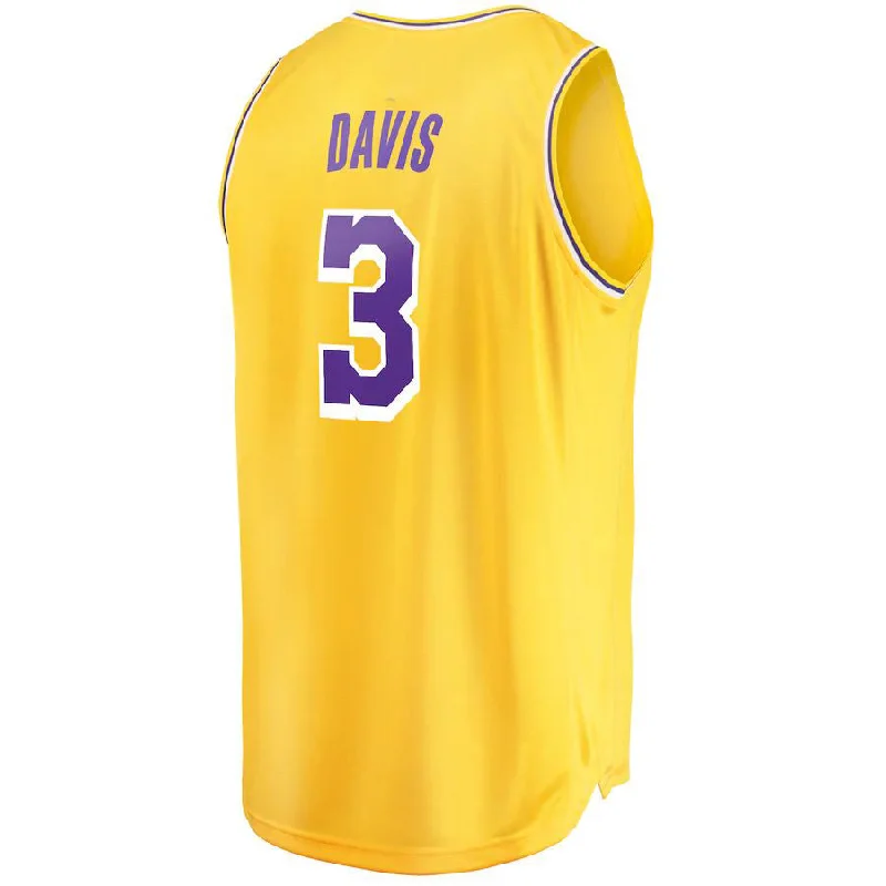 Buy NFC jersey with custom name -LA.Lakers #3 Anthony Davis Fanatics Branded 2019-20 Fast Break Replica Jersey Gold  Icon Edition Stitched American Basketball Jersey