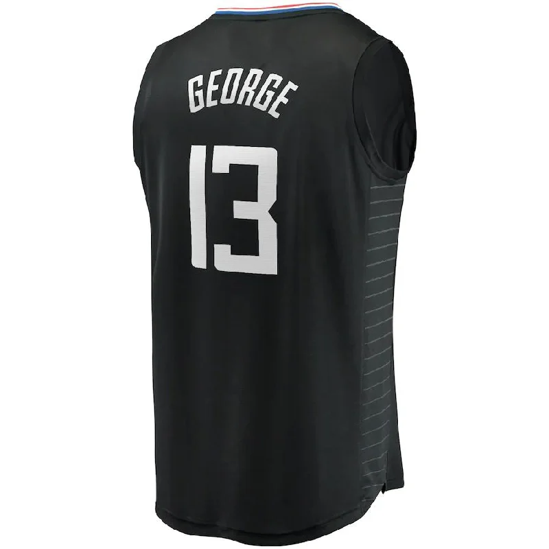 Custom NFC football jerseys online -LA.Clippers #13 Paul George Fanatics Branded 2020-21 Fast Break Player Jersey  Black Statement Edition Stitched American Basketball Jersey