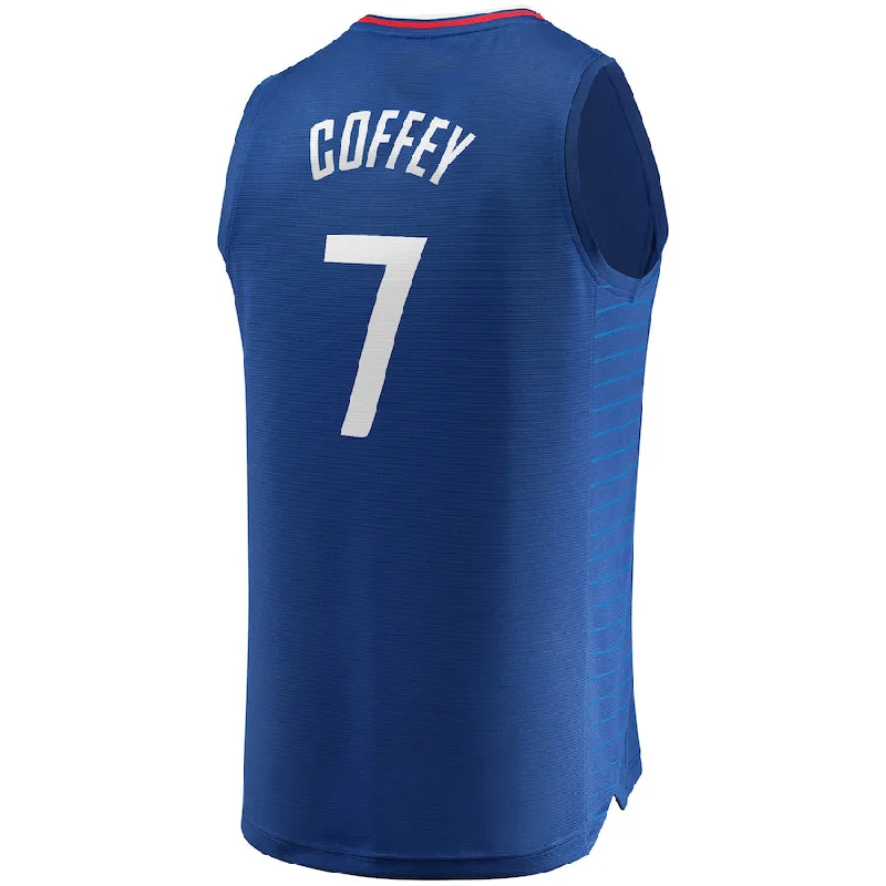 NFC official away football shirt -LA.Clippers #7 Amir Coffey Fanatics Branded Fast Break Replica Jersey Icon Edition Royal Stitched American Basketball Jersey