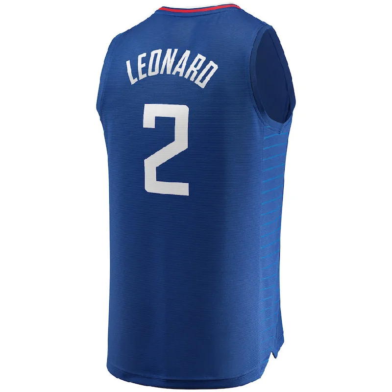 NFC jerseys with bold graphics -LA.Clippers #2 Kawhi Leonard Fanatics Branded Fast Break Player Jersey Icon Edition Royal Stitched American Basketball Jersey