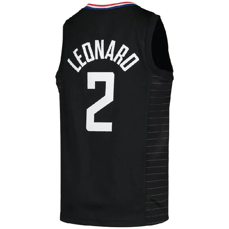 NFC jersey with bold colors -LA.Clippers #2 Kawhi Leonard Jordan Brand 2020-21 Swingman Player Jersey Black Statement Edition Stitched American Basketball Jersey