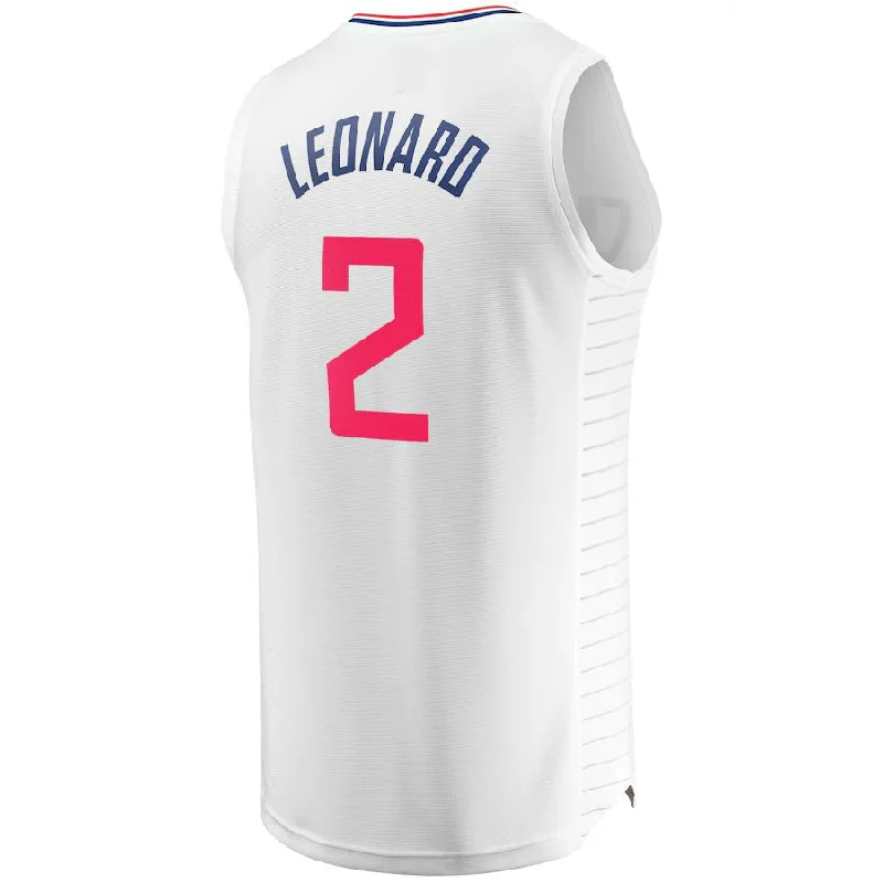 Shop NFC fan jerseys with player names -LA.Clippers #2 Kawhi Leonard Fanatics Branded Fast Break Replica Player Jersey Association Edition White Stitched American Basketball Jersey