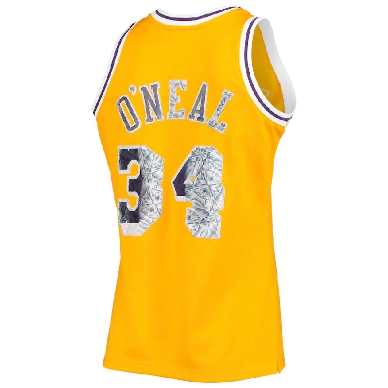 NFC football jersey with unique print -LA.Lakers #34 Shaquille O'Neal Mitchell & Ness 1996-97 Hardwood Classics 75th Anniversary Diamond Swingman Jersey Gold Stitched American Basketball Jersey