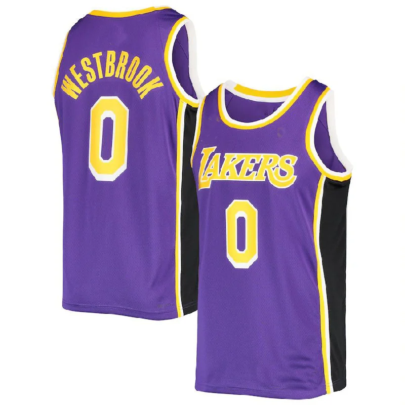 Buy NFC jerseys for all teams -LA.Lakers #0 Russell Westbrook Jordan Brand 2021-22 Swingman Jersey Statement Edition Purple Stitched American Basketball Jersey