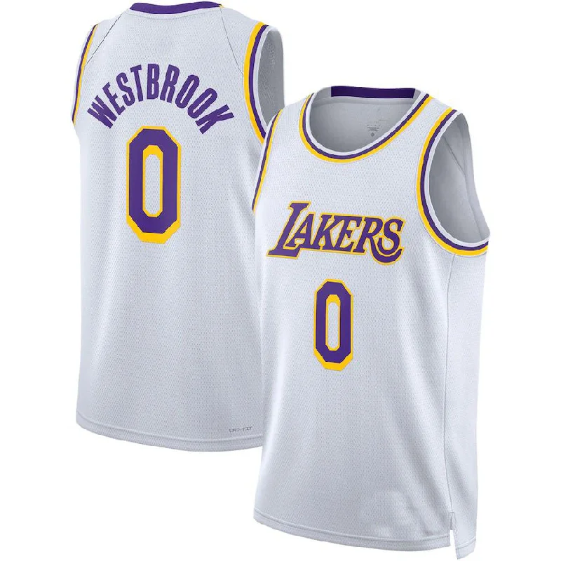 NFC team jerseys with team slogans -LA.Lakers #0 Russell Westbrook Unisex 2022-23 Swingman Jersey  Association Edition White Stitched American Basketball Jersey