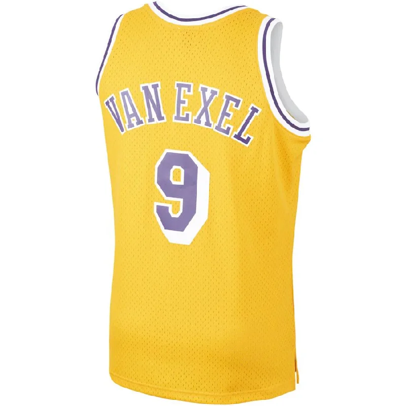 Shop NFC jerseys online -LA.Lakers #9 Nick Van Exel Mitchell & Ness 1996-97 Hardwood Classics Swingman Player Jersey Gold Stitched American Basketball Jersey